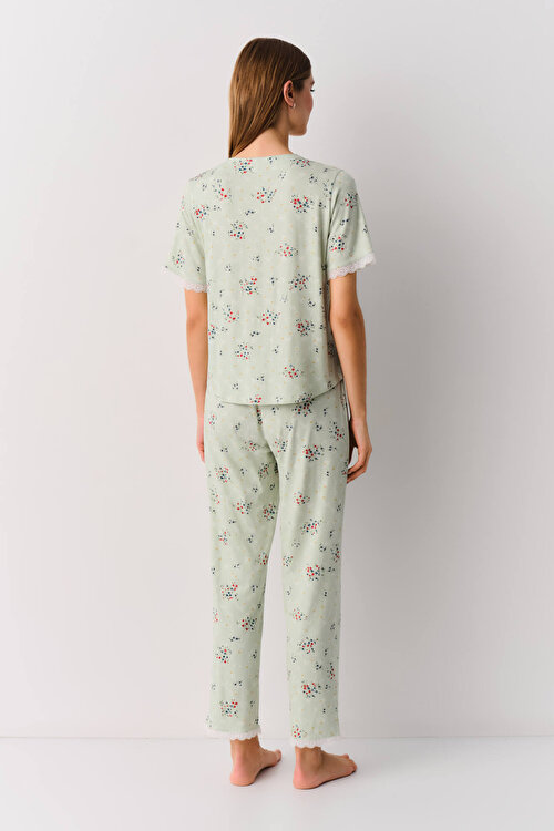 Yeşil Desenli Catalina Maskülen Pijama Takımı