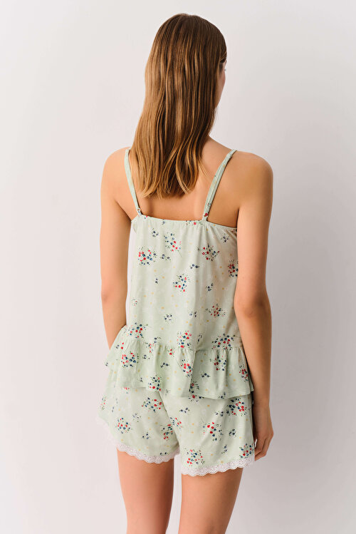 Yeşil Desenli Catalina Şort Pijama Takımı