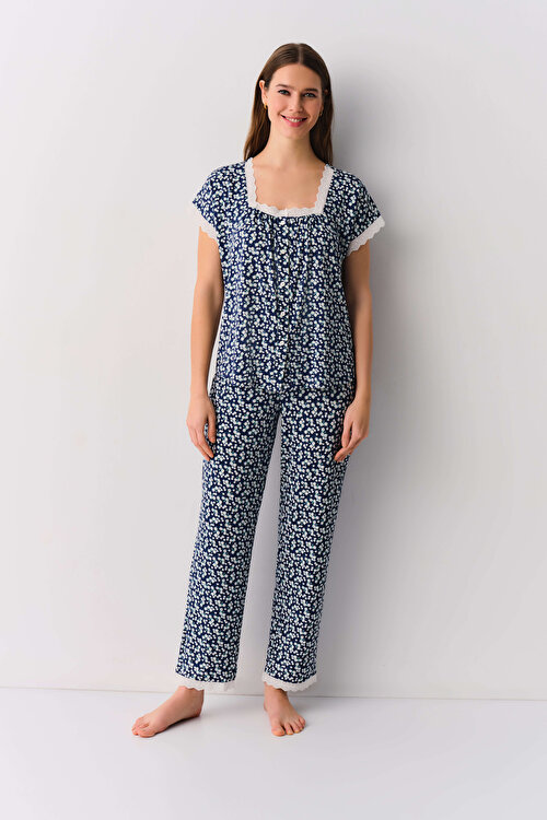 Denim Görünümlü Clara Maskülen Pijama Takımı
