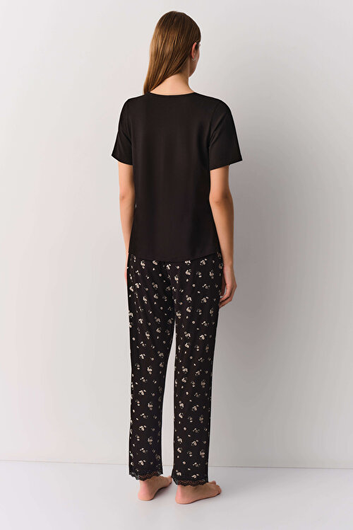 Siyah Desenli Chloe Pijama Takımı