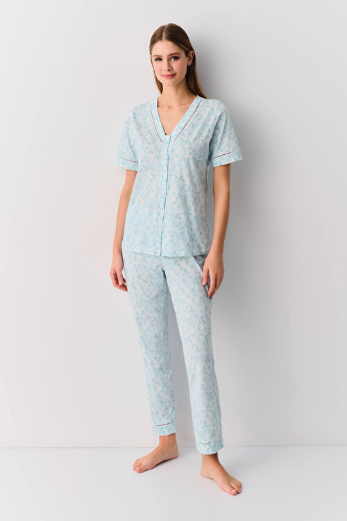 Mavi Desenli Bianca Maskülen Pijama Takımı