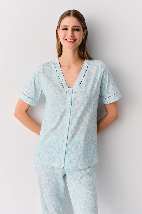 Mavi Desenli Bianca Maskülen Pijama Takımı