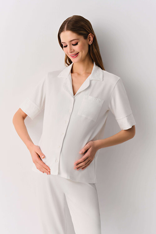 Ekru Pure Maskülen Pijama Takımı