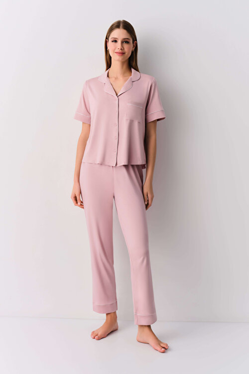 Pembe Misty Maskülen Pijama Takımı