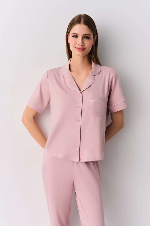 Pembe Misty Maskülen Pijama Takımı