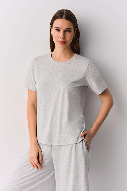 Gri Melanj Handy Şort Pijama Takımı