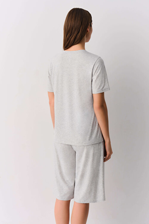 Gri Melanj Handy Şort Pijama Takımı