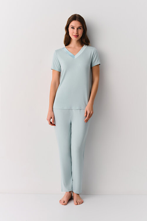 Su Yeşili Catherine Günlük Pijama Takımı