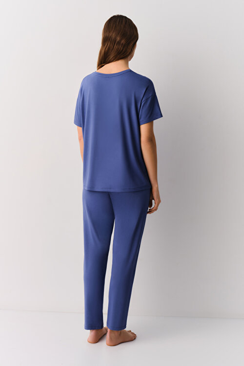 Lacivert Love Günlük Pijama Takımı