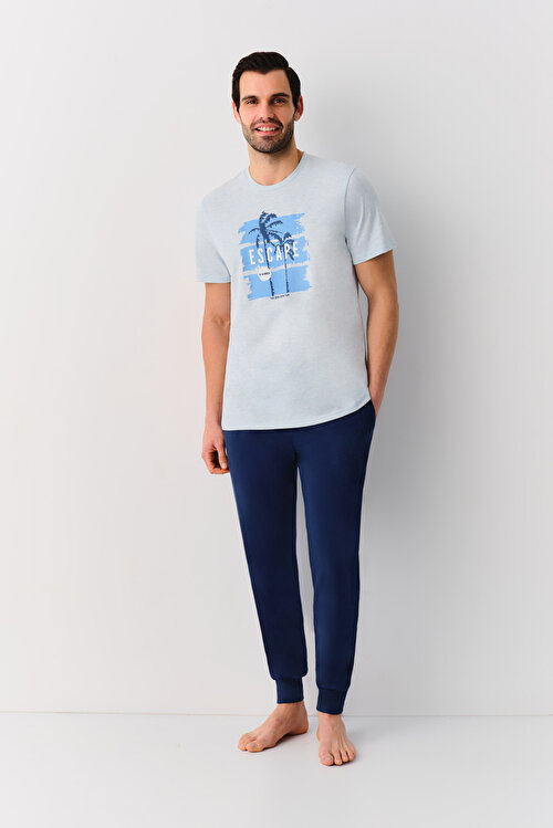 Koyu Lacivert Escape Erkek Pijama Takımı