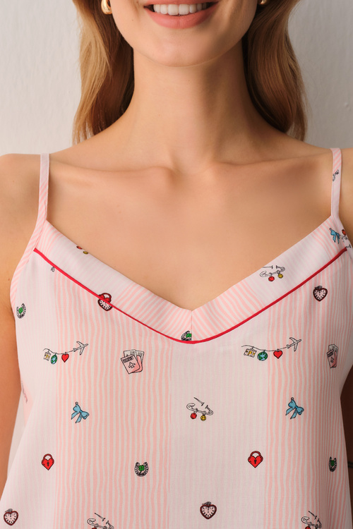 Pembe Smile Atlet Şort Pijama Takımı