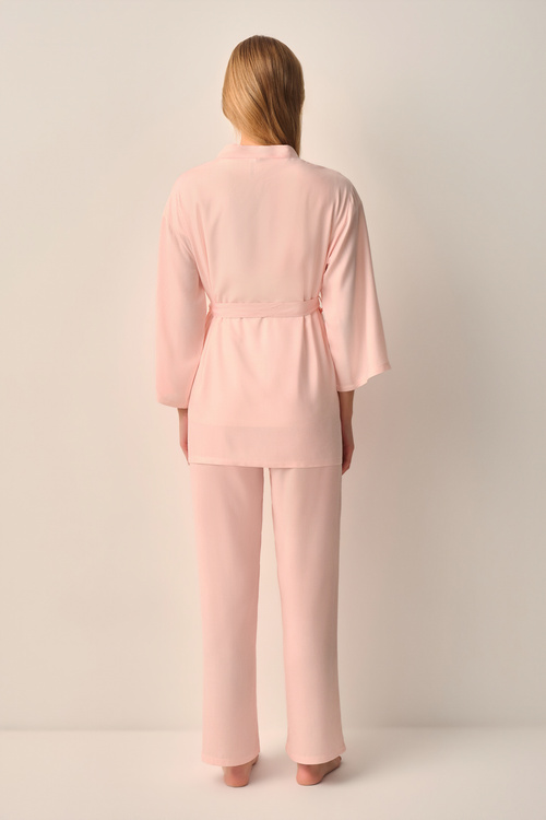 Pembe Çizgili Stripe Hamile Lohusa Sabahlık