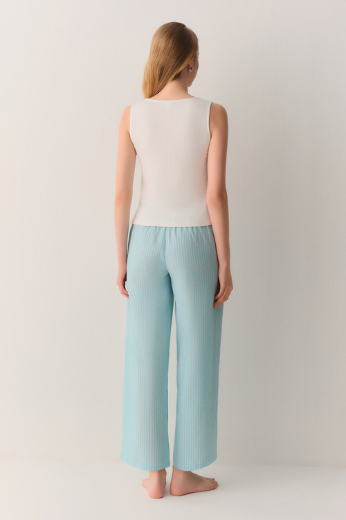 Yeşil Çizgili Minty Atlet Pantolon Pijama Takımı