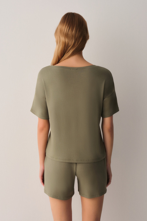 Olive Stella Modal Tişört Şort Pijama Takımı