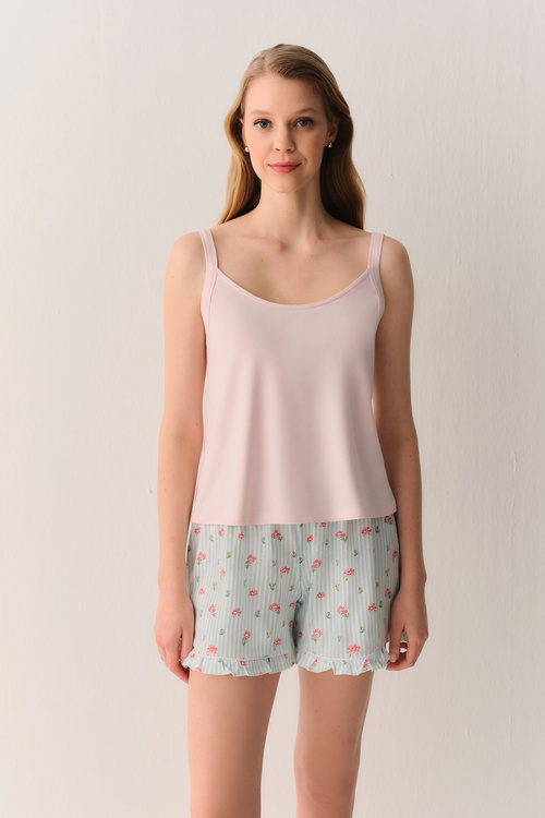 Yeşil Çizgili Melinda Atlet Şort Pijama Takımı