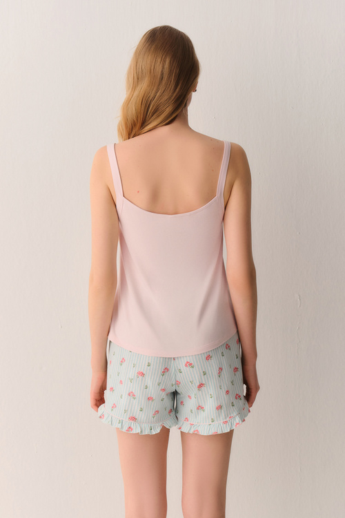 Yeşil Çizgili Melinda Atlet Şort Pijama Takımı