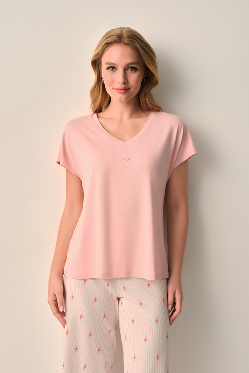 Pembe Maria Kapri Pijama Takımı