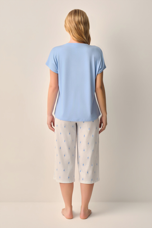 Mavili Maria Kapri Pijama Takımı