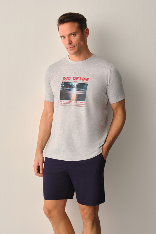 Indigo Wall Erkek Şort Pijama Takımı