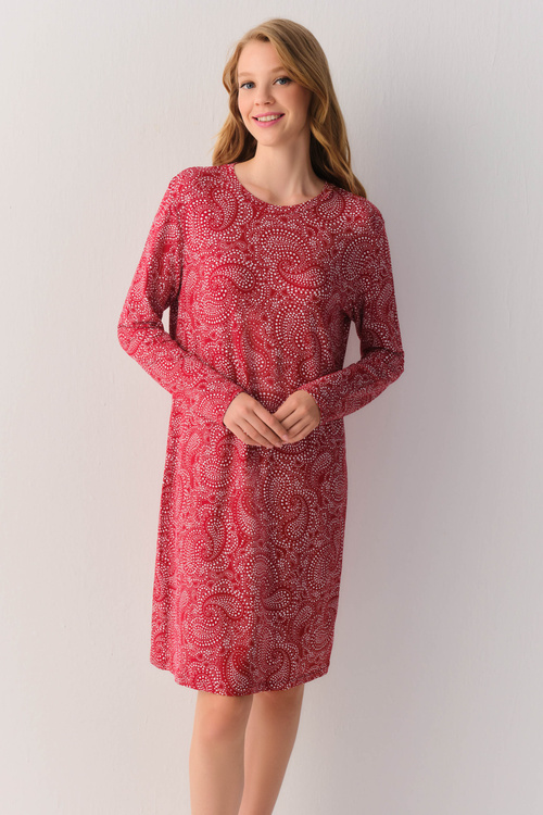 Kırmızı Paisley Günlük Elbise