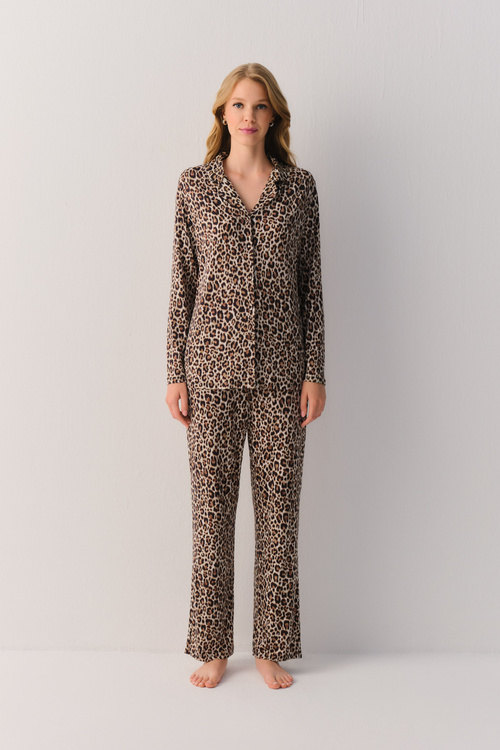Leopar Desenli Leo Lunge Night Pantolon