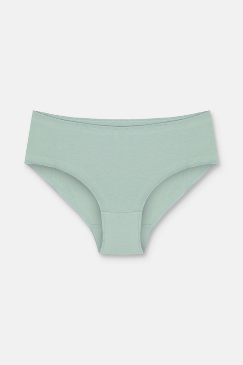 Çağla Yeşili / Gri / Vizon 3'lü Pamuklu Basic Yüksek Bel Slip Külot