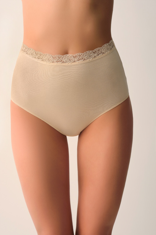 Siyah / Beyaz / Ten Rengi 3'lü Pamuklu Dantelli Maxi Yüksek Bel Slip Külot