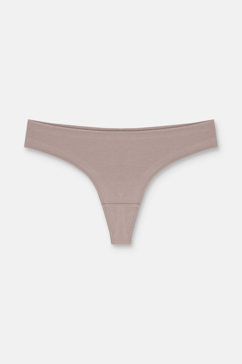 Ekru / Vizon / Pembe 3'lü Pamuklu Basic Normal Bel Brazilian String Külot