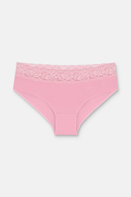 Ekru / Vizon / Pembe 3'lü Pamuklu Dantelli Normal Bel Hipster Külot