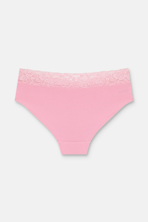 Ekru / Vizon / Pembe 3'lü Pamuklu Dantelli Normal Bel Hipster Külot