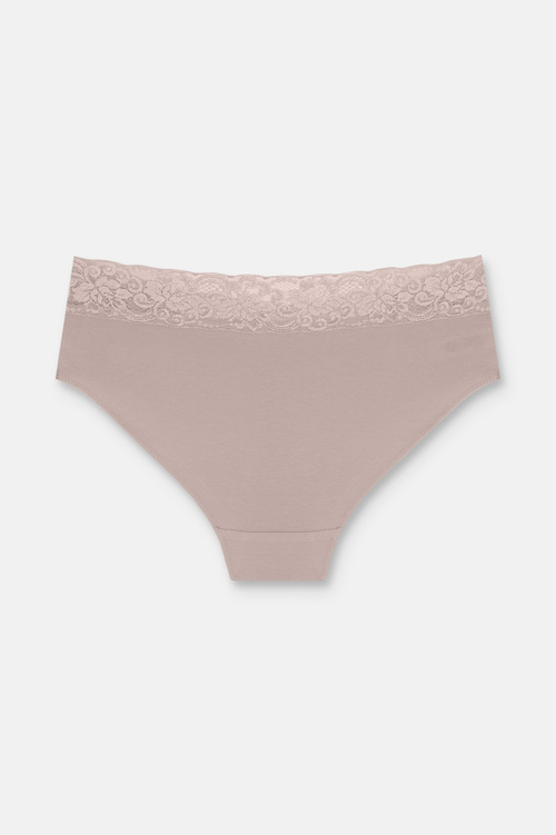 Ekru / Vizon / Pembe 3'lü Pamuklu Dantelli Normal Bel Hipster Külot