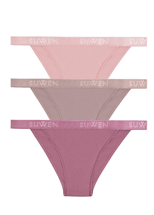 Mor / Pembe / Kahverengi 3 lü Pamuklu Slip Külot