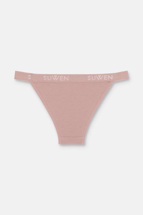 Mor / Pembe / Kahverengi 3'lü Pamuklu Lastikli Normal Bel Slip Külot