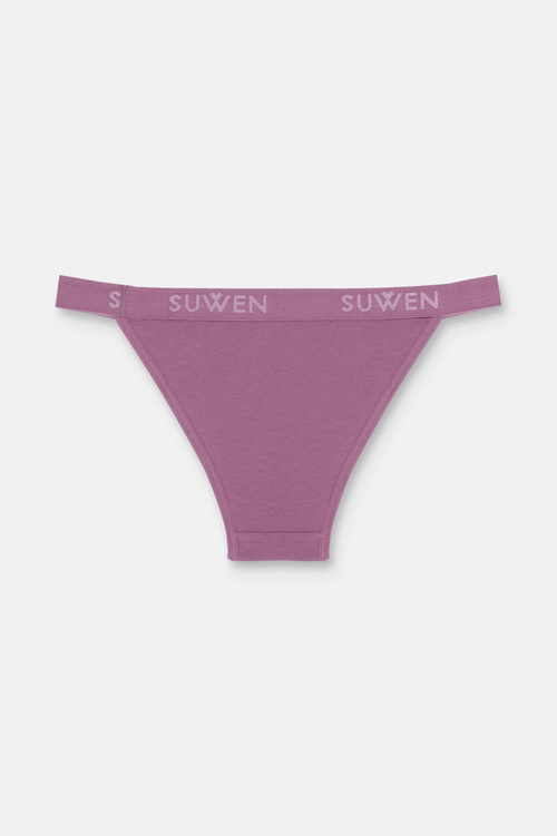 Mor / Pembe / Kahverengi 3'lü Pamuklu Lastikli Normal Bel Slip Külot