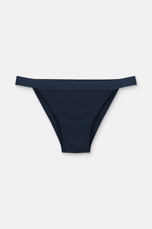 Lila / Lacivert / Mavi 3'lü Pamuklu Lastikli Normal Bel Slip Külot