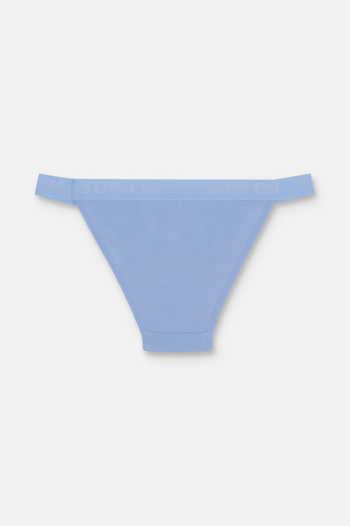 Lila / Lacivert / Mavi 3'lü Pamuklu Lastikli Normal Bel Slip Külot