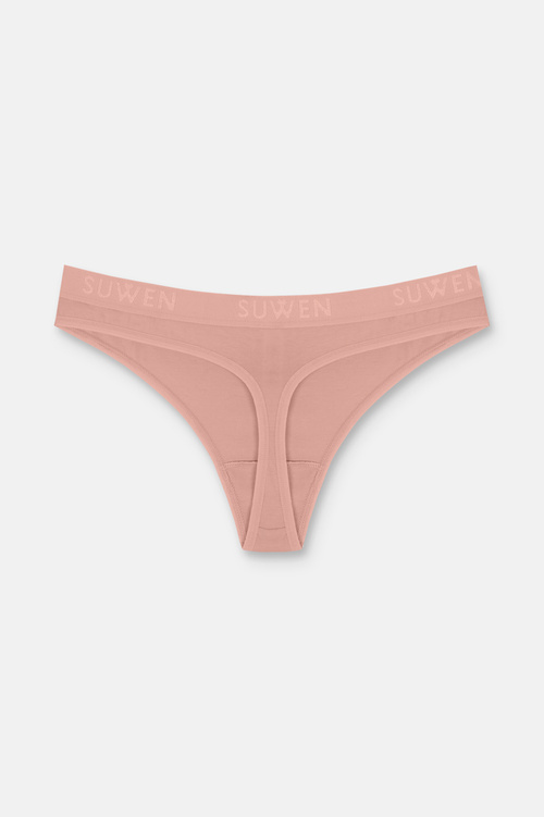Ten / Kahverengi / Pembe 3'lü Pamuklu Lastikli Normal Bel String Külot