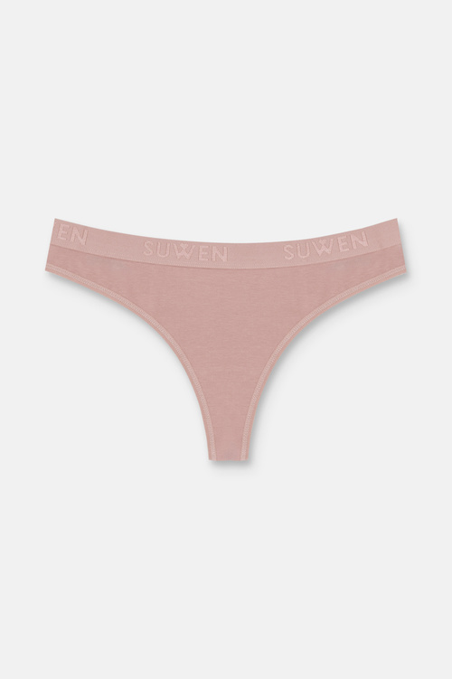 Mor / Pembe / Kahverengi 3'lü Pamuklu Lastikli Normal Bel String Külot