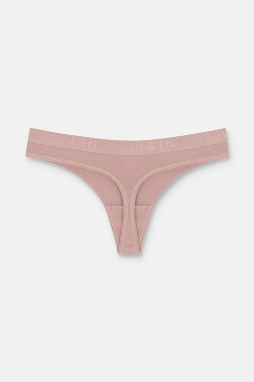 Mor / Pembe / Kahverengi 3'lü Pamuklu Lastikli Normal Bel String Külot