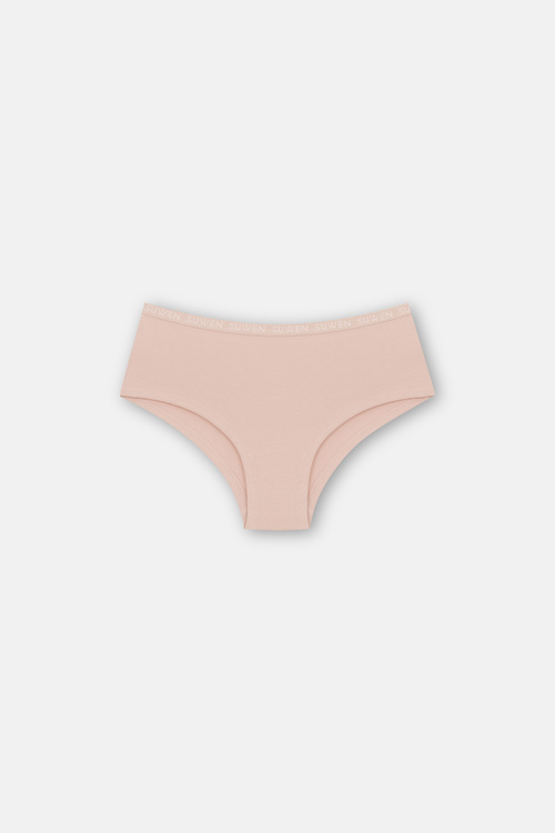 Ten / Kahverengi / Pembe 3'lü Pamuklu Lastikli Normal Bel Hipster Külot