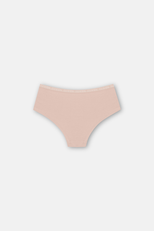 Ten / Kahverengi / Pembe 3'lü Pamuklu Lastikli Normal Bel Hipster Külot