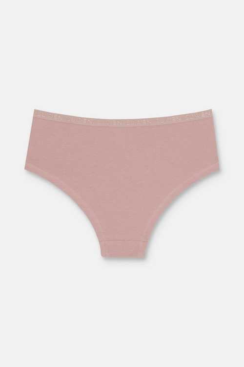 Mor / Pembe / Kahverengi 3'lü Pamuklu Lastikli Normal Bel Hipster Külot