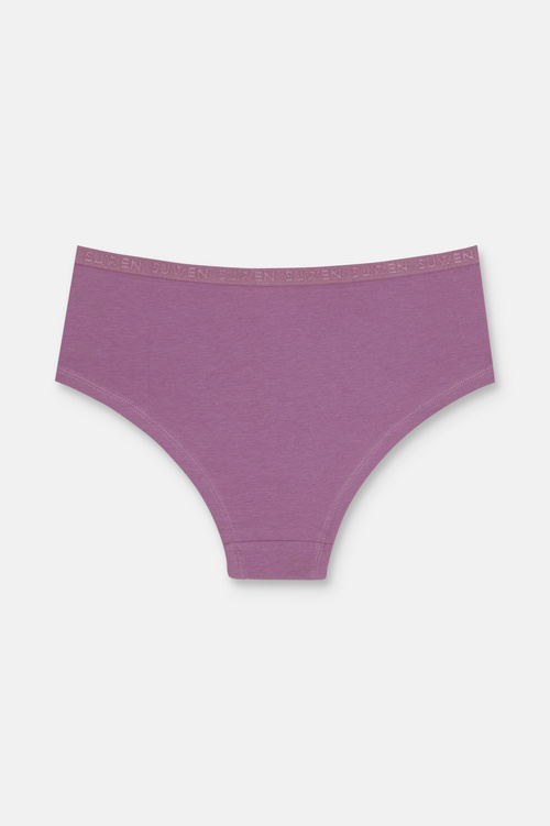 Mor / Pembe / Kahverengi 3'lü Pamuklu Lastikli Normal Bel Hipster Külot
