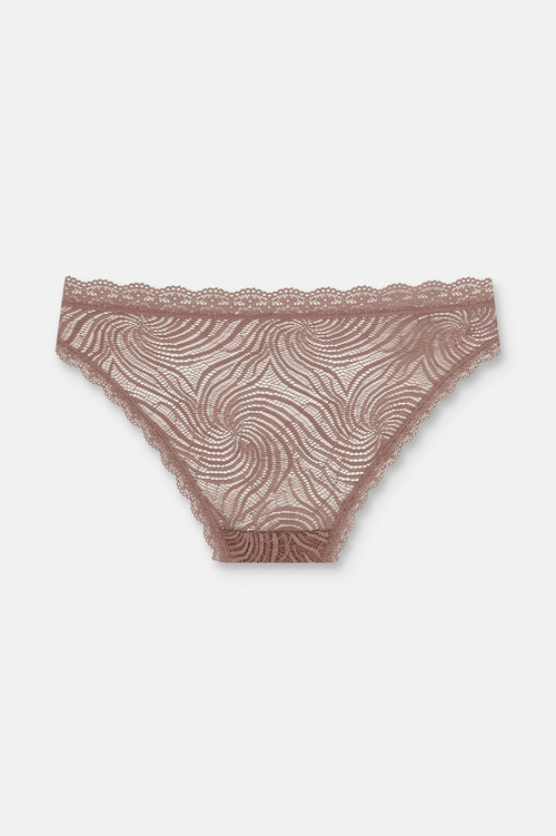 Ekru / Siyah / Vizon 3'lü Dantelli Normal Bel Slip Külot