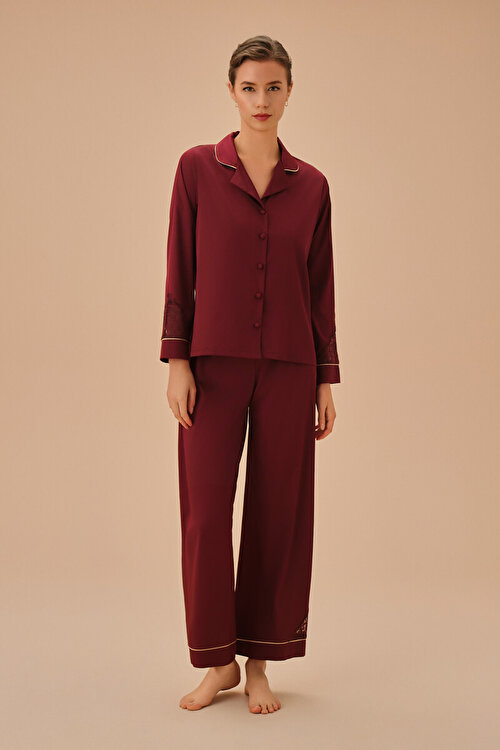 Bordo Amber Maskülen Pijama Takımı