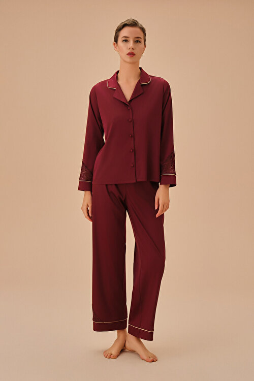 Bordo Amber Maskülen Pijama Takımı
