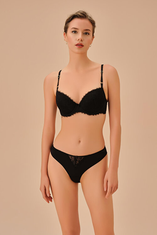 Siyah Sapphire Brazilian String Külot