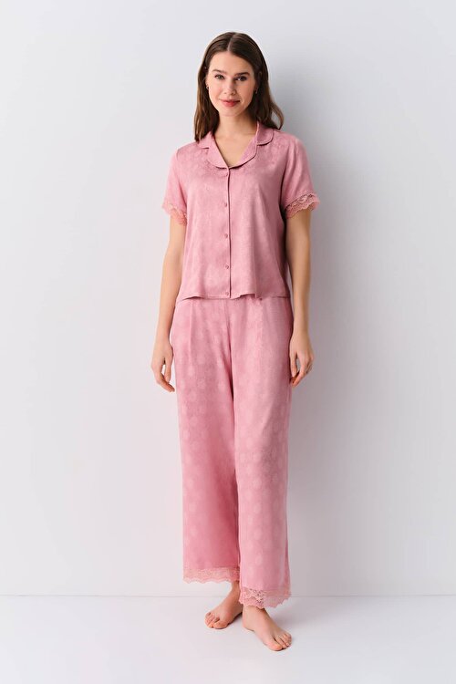Gül Rengi Vanessa Maskülen Pijama Takımı