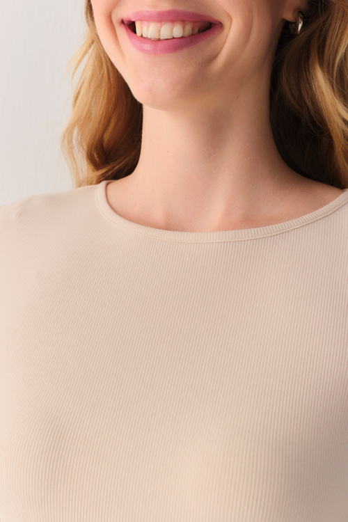 Ekru Fine Rib Modal Ribanalı Body