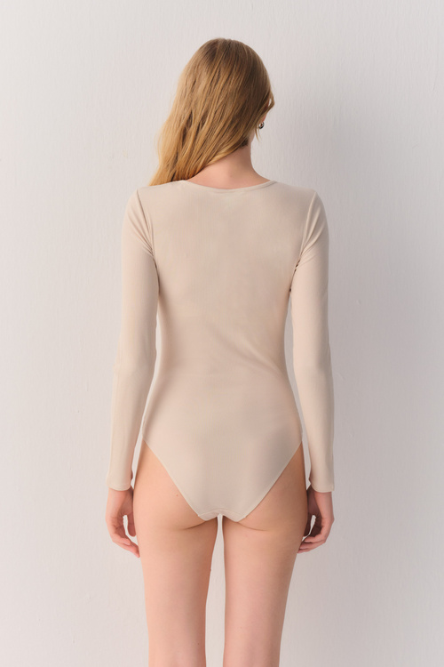 Ekru Fine Rib Modal Ribanalı Body